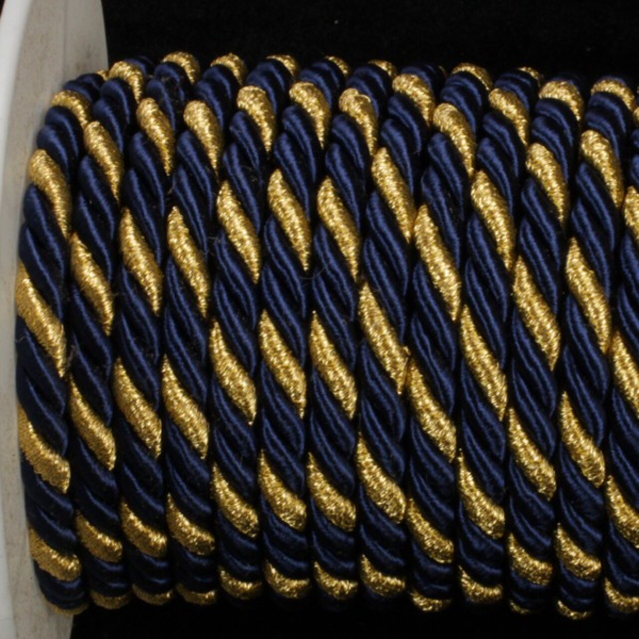 The Ribbon People Navy Blue and Gold Braided Cording Braided Cording Wired Craft Ribbon 0.25" x 16 Yards